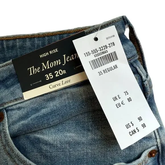 NWT Abercrombie & Fitch The Mom High Rise Curve Love Jeans Size 35 / 20R - Picture 5 of 12